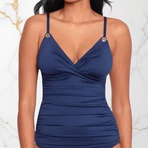 Ralph Lauren Navy Gold Toggle Tankini Top - 6 NWT